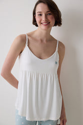 Mama Solid Off White Tank Top Pajama Top