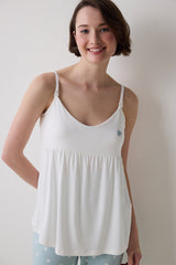 Mama Solid Off White Tank Top Pajama Top
