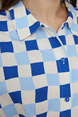 Plaid Rhea Gingham Shirt Collar Cotton Short Sleeve Pajama Set