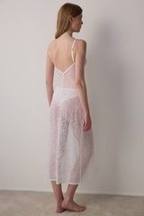 Off-White Lace V-Neck Dowry Nightgown