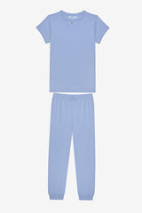 Girls Blue Roses 2-Piece Multicolored Pajama Set