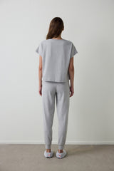 Gray Melange Tom & Jerry Printed Short Sleeve Pajama Set