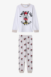 Optic White Girls Minnie Mouse Cotton Long Sleeve 2-Piece Pajama Set