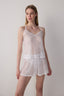 Off White Bridal Lace Pajama Set with Bridal Shorts