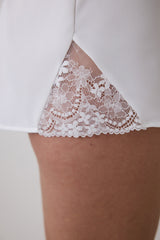 Bridal Delicate Satin Off White Shorts Pajama Bottoms