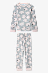 Grey Girls Pajama Set with Bear Pattern