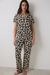 Leopard Chally Shirt Trousers Multicolored Pajama Set