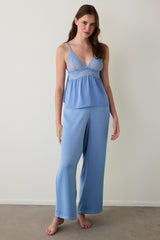 Blue Luna Satin Wide Leg Pajama Bottoms