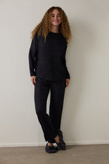 Black Dark Sky Crew Neck Long Sleeve Pajama Set