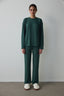 Dark Green Coziness Crew Neck Long Sleeve Pajama Set