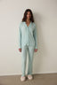 Mint Ribbed Shirt Collar Button-Down Long Sleeve Sustainable Viscose Pajama Set