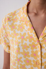 Sunny Floral Shirt Pants Yellow Pajama Set
