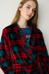 NY Checked Soft Multicolored Dressing Gown