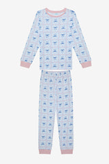 Girls Bow & Rose 2-Piece Multicolored Pajama Set