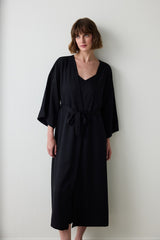 Black Fleur Satin Dressing Gown