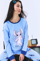Stitch Ohana Pants Light Blue Pajama Set - Stitch Collection