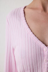 Light Pink Cozy Time V-Neck Long Sleeve Pajama Set