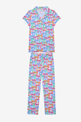Girl Colorful Bows Shirt Off White Pajama Set