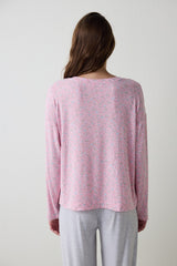 Light Pink Not Today Floral V-Neck Short Sleeve Pajama Top