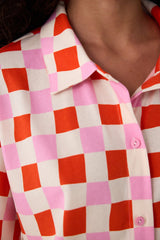 Plaid Shirt Collar Cotton Short Sleeve Buttoned Shorts Pajama Set