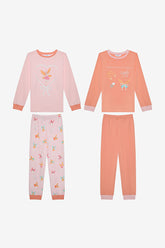 Girl Child Put On Ribbon 2-Piece Multicolored Pajama Set
