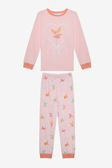 Girl Child Put On Ribbon 2-Piece Multicolored Pajama Set