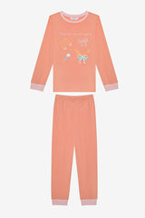 Girl Child Put On Ribbon 2-Piece Multicolored Pajama Set