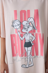 Light Pink Looney Tunes Lola Bunny Short Sleeve Thermal Effect Nightgown