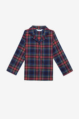 Cotton Unisex Kids Navy Plaid Fam Red Shirt Pajama Set