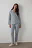 Dark Green Lazy Morning Striped Cotton Shirt Collar Pajama Set