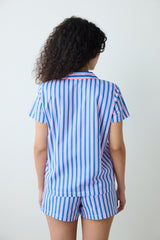 Amelia Shirt Shorts Striped Blue Pajama Set
