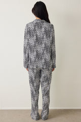 Off White Angie Striped Shirt Collar Long Sleeve Pajama Set