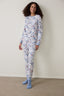 Light Blue Tea Party Drink Patterned Crew Neck Pajama Set