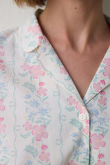 Gardenya Cute Flowers Floral Shirt Collar Long Sleeve Pajama Set
