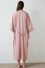 Dusty Rose Emma Zebra Patterned Satin Long Sleeve Dressing Gown