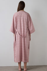 Dusty Rose Emma Zebra Patterned Satin Long Sleeve Dressing Gown