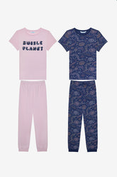 Girls Bubble 2-Piece Multicolored Pajama Set