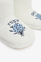 Off White Feel Good Slogan Embroidered Slippers