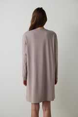 Dark Beige Just Chill Mickey Mouse Printed Cotton Long Sleeve Nightgown