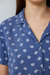 Indigo Hailee Floral Patterned Shirt Collar Short Sleeve Pajama Set