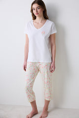Cute Floral Multicolored Capri Pajama Set