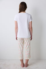 Cute Floral Multicolored Capri Pajama Set