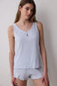 Blue Solid Light Blue Tank Top