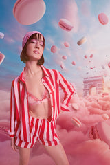 Lilah Striped Shirt Shorts Striped Red Pajama Set - Penti Loves Paris Collection