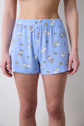 Bowtiful Printed Shorts Light Blue Pajama Bottoms