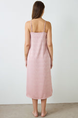 Dusty Rose Emma Zebra Patterned V-Neck Satin Nightgown