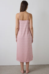Dusty Rose Emma Zebra Patterned V-Neck Satin Nightgown