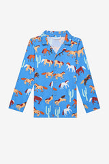 Boy Horses Shirt Blue Pajama Set