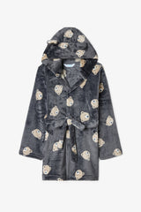 Broken Gray Boys Bear Patterned Tied Dressing Gown
