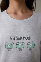 Weekend Mood Crew Neck Long Sleeve Cotton Pajama Set